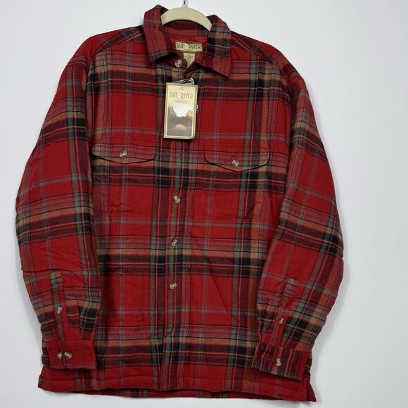 Sun River Plaid Quilted Flannel Shacket Jacket Green Red Size M NWT Heavyweight - Picture 7 of 9
